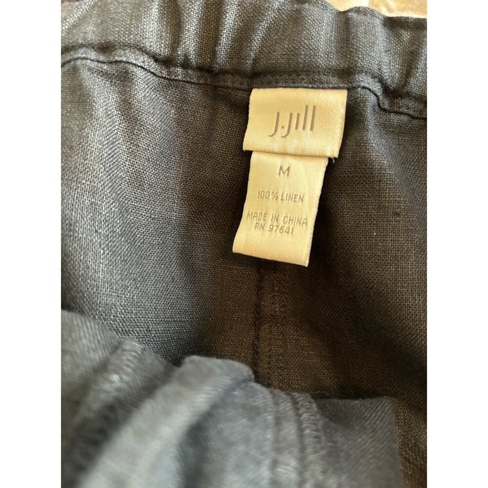 J. Jill Black 100% Linen Wide Leg Pants Elastic Waist Pull On M - Picture 6 of 9